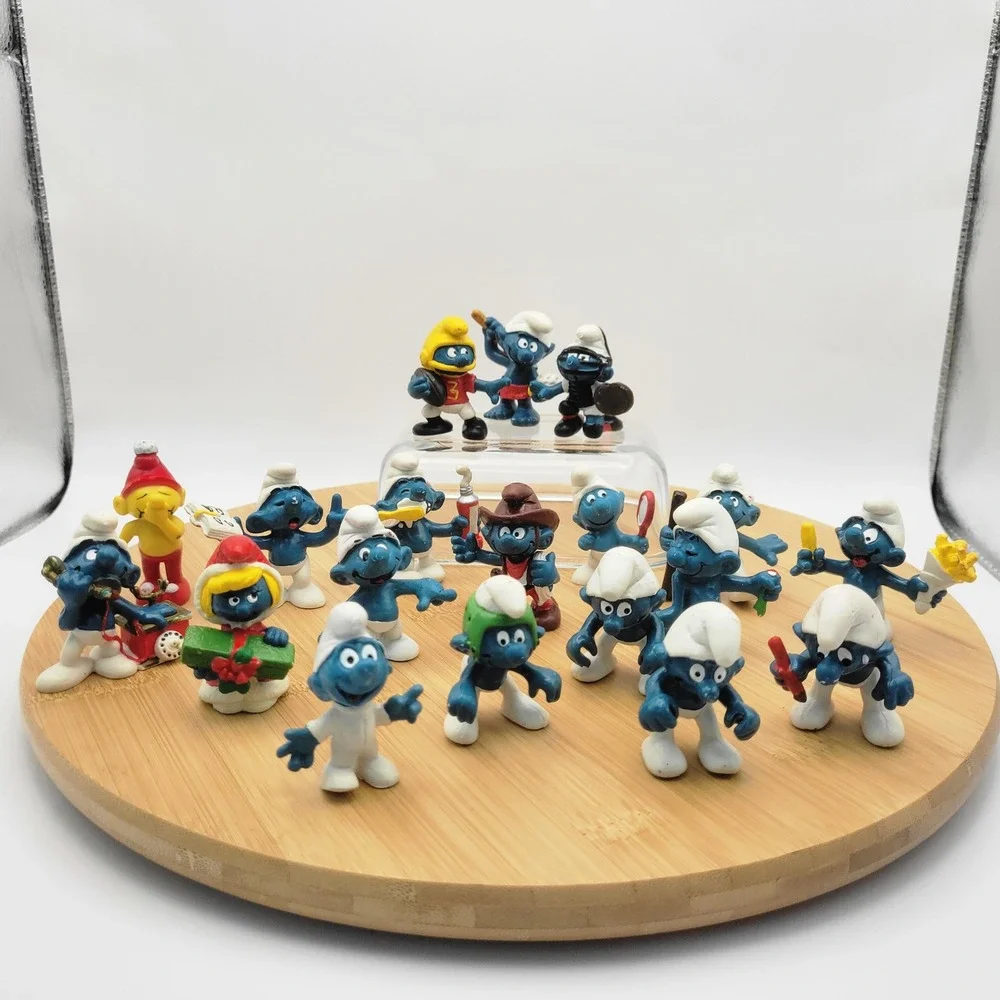 Vintage Schleich Peyo PVC Smurf Figures Lot of 19 Christmas Cowboy Sports 80s